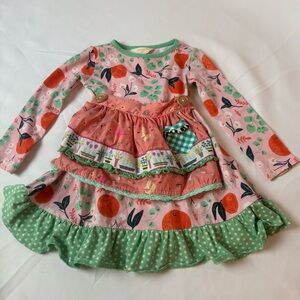 Matilda Jane Joanna Gaines Sz 2 Sweet Clementine Orange Apron Dress Garden Plant